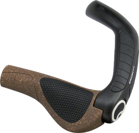 Ergon GP5 BioKork Grips - Black/Tan, Lock-On, Small