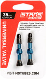 Stan's NoTubes Alloy Valve Stems - 35mm, Pair, Blue