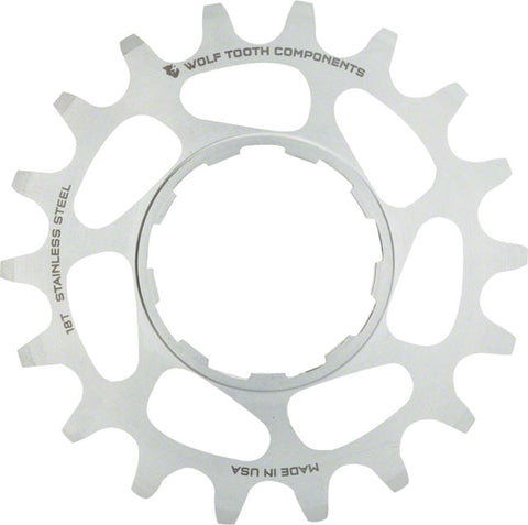 Wolf Tooth Single Speed Stainless Steel Cog: 18T, Compatiblewith 3/32