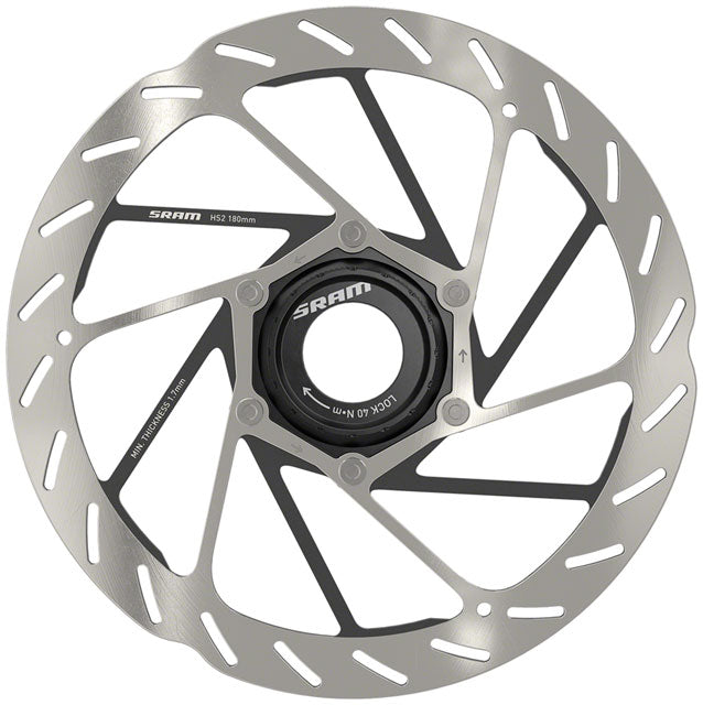 SRAM HS2 Disc Brake Rotor - 180mm, Center Lock, Rounded, Silver/Black