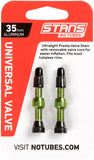 Stan's NoTubes Alloy Valve Stems - 35mm, Pair, Green